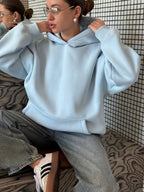 Žydras oversize džemperis “Find Me In The Waves – Blue Edition”