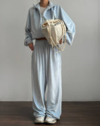 Žydras veliūrinis laisvalaikio komplektas „Sky Blue Velvet Comfort Set“