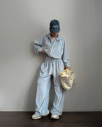 Žydras veliūrinis laisvalaikio komplektas „Sky Blue Velvet Comfort Set“